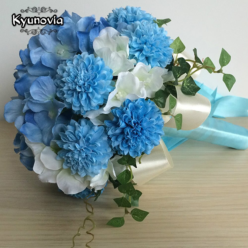 Kyunovia elegancki hortensja bukiety ślubne symulowane chryzantemy Cymbidium bukiety ślubne ręcznie druhna bukiet D64