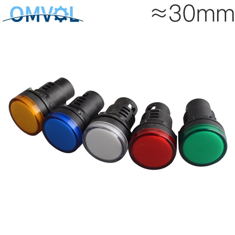 1PC 30MM 5V(6.3V) 12V 24V 220V Panel Mount LED Power Indicator Pilot Signal Light Lamp