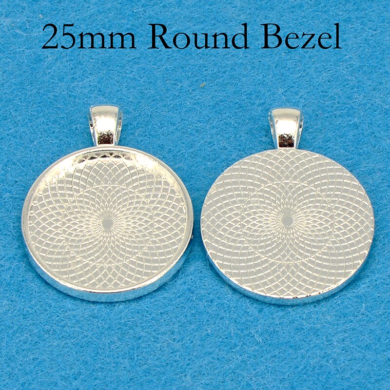 50 pcs - 25mm Round Pendant Tray, 25mm Cameo Setting, Round Pendant Bezel, 1 INch Pendant Blank Cabochon Setting