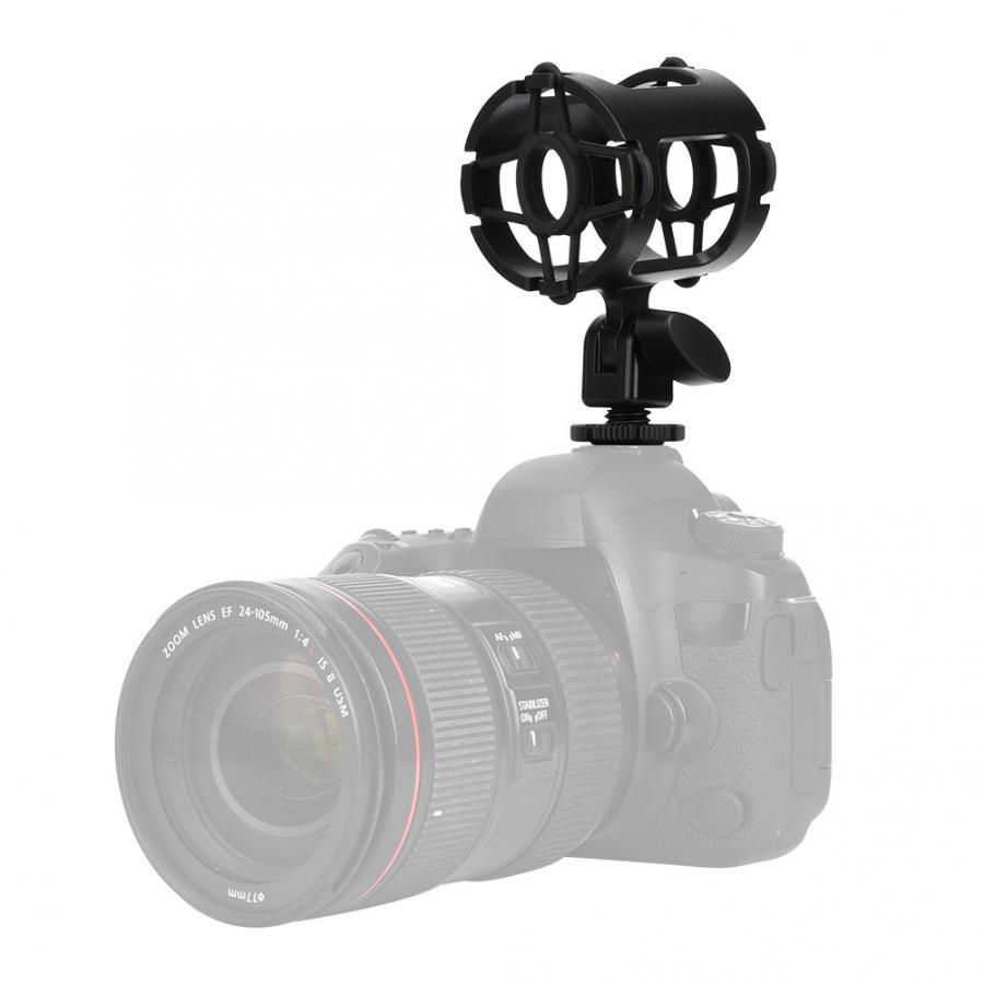 Universal Microphone Mount Holder with Cold Shoe Shock-proof Clamp for Camera Shoes 3/8 inch Screw Hole Studio Recording Bracket