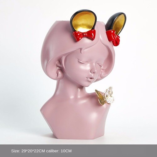 Harpiks gevir jente liten vase enkel stil menneskelig ansikt vase dekorasjon stue soverom blomsteroppsats tørket blomster hjem: Musører-l