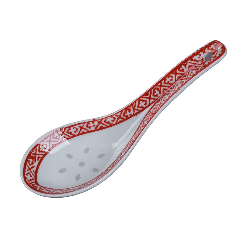 Cuchara sopera de cerámica roja Retro, accesorios de cocina cucharillas, cucharas de arroz, porcelana de Jingdezhen para el hogar: Default Title