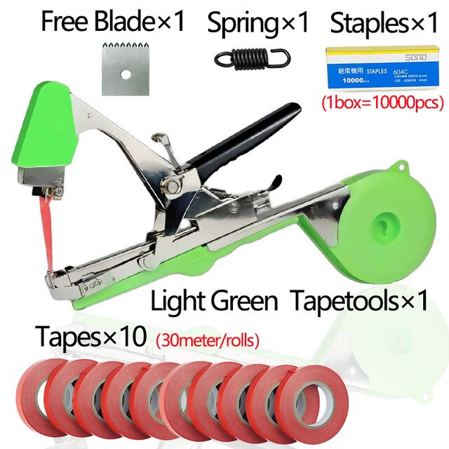 Máquina atadora manual Onnfang, conjunto de cintas de cinta para planta de jardín, Tapetool, para uvas, tomate, pepino, juego de grapas para verduras