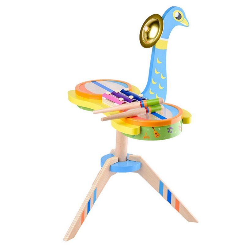 Baby Spielzeug Pfau Trommel Bausatz freundlicher Musical Instrumente Holz Spielzeug für freundlicher Xylophon Spielzeug Hand auf Klavier Schlagzeug: Ursprünglich Titel