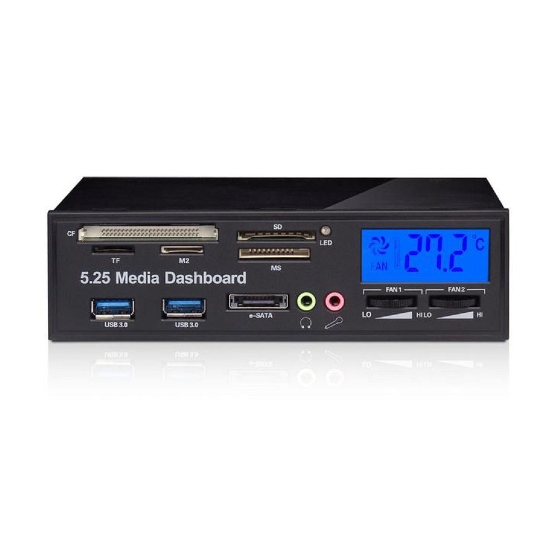 Panel multimedia multifuncional para ordenador, Panel frontal de 5,25 pulgadas con SATA/eSATA, USB 2,0/USB 3,0, micrófono/auriculares, Audio Po