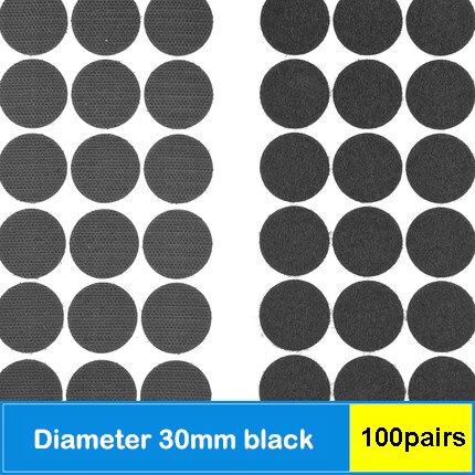 100 Pairs Self Adhesive Dots Round Nylon Black White Strong Self Adhesive Fastener Tape Disc Adhesive Strong Glue 10/15/20/30MM: 30MM Black
