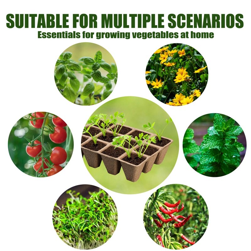 8 Pack Seed Starter Kit Seed Trays With Humidity Dome And Biodegradable Peat Pots Seedlings Tray Seed Germination Kit