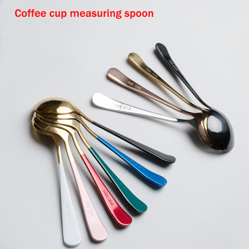 Coffee Cup Measuring Spoon 304 Stainless Steel Long Handle Cup Measuring Bowl Mixing Spoon Coffee Measuring Spoon Barista Tool