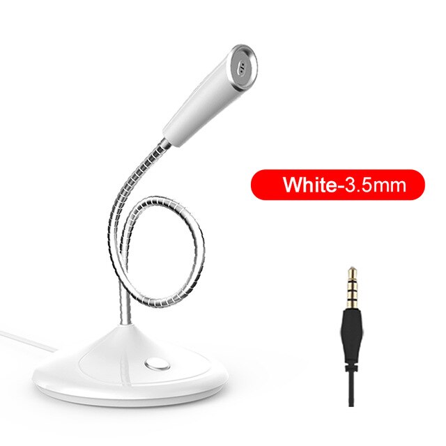 Popu Pine Computer microphone 360° adjust freely Studio Speech Microphone Gaming Chatting USB Microphone Desktop PC Laptop: White 3.5