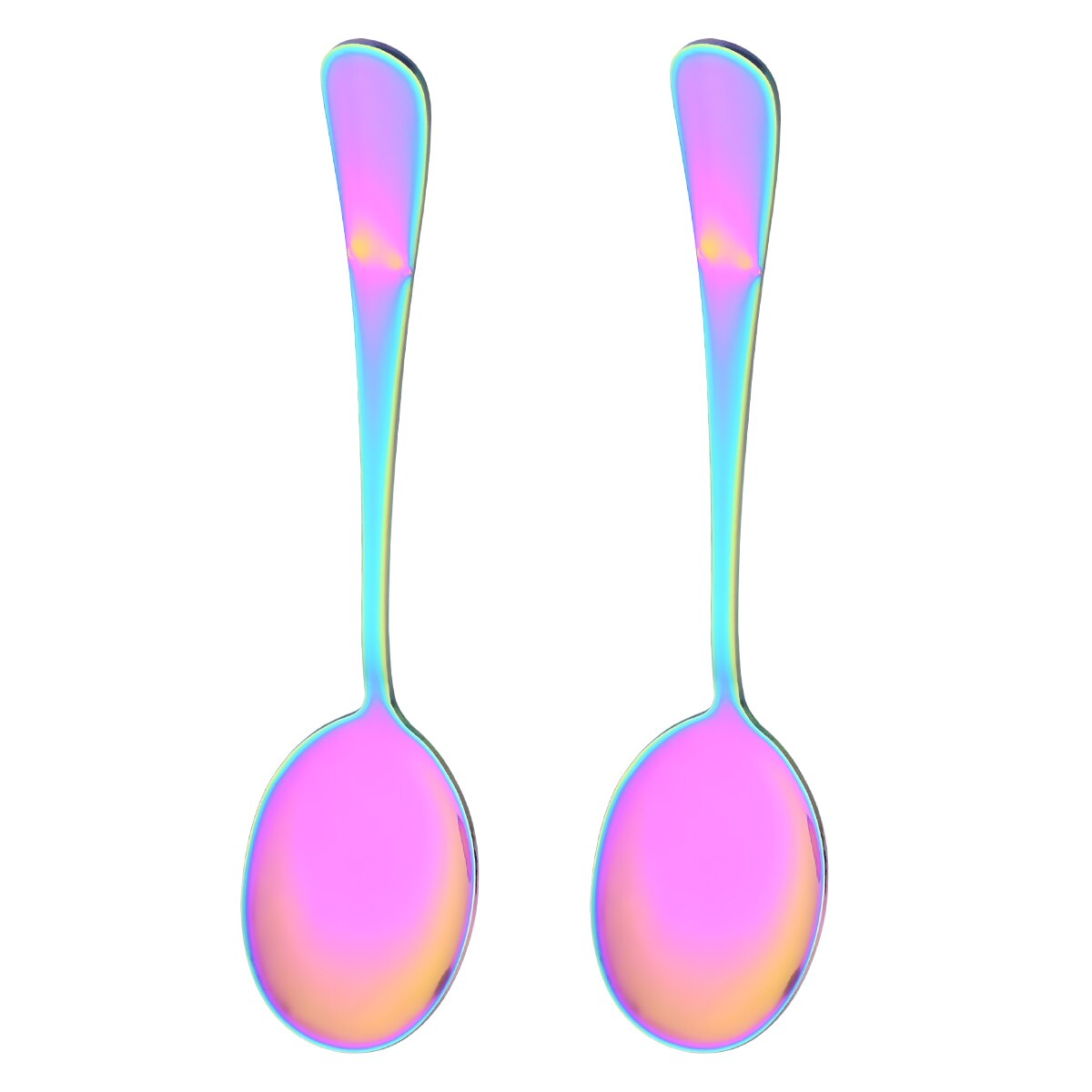 2Pcs Big Salad Serving Spoon Fork Set Mix Spoon Pot Porridge Tool Public Restaurant Serving Kitchenware Using Buffet Utensil: Rainbow B