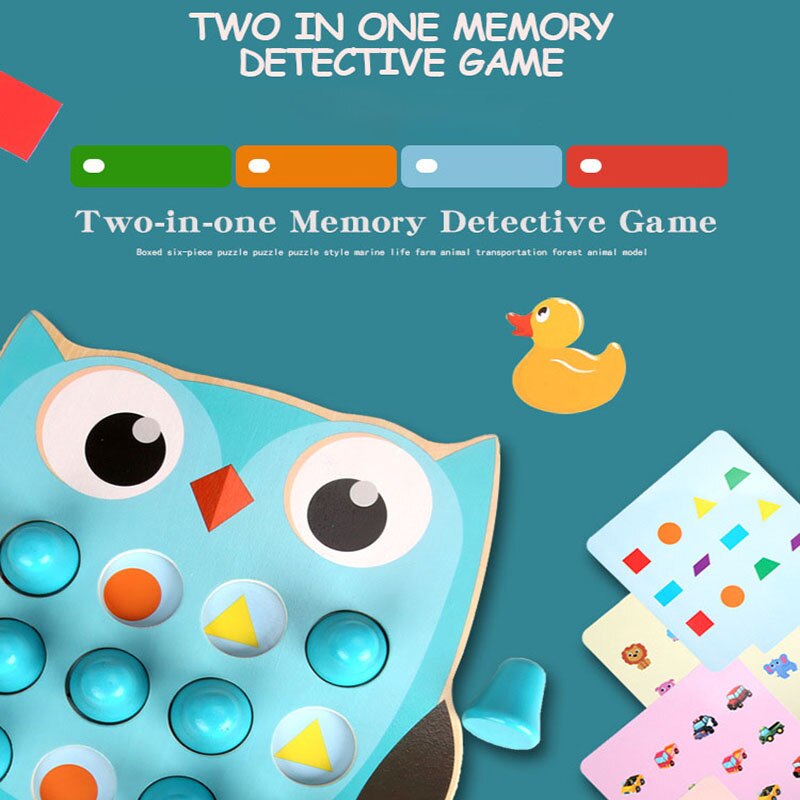 Twee-in-een Memory Detective Game Geheugen Schaken Houten kinderen Puzzel Speelgoed Geheugen hand-oog Training puzzel Speelgoed