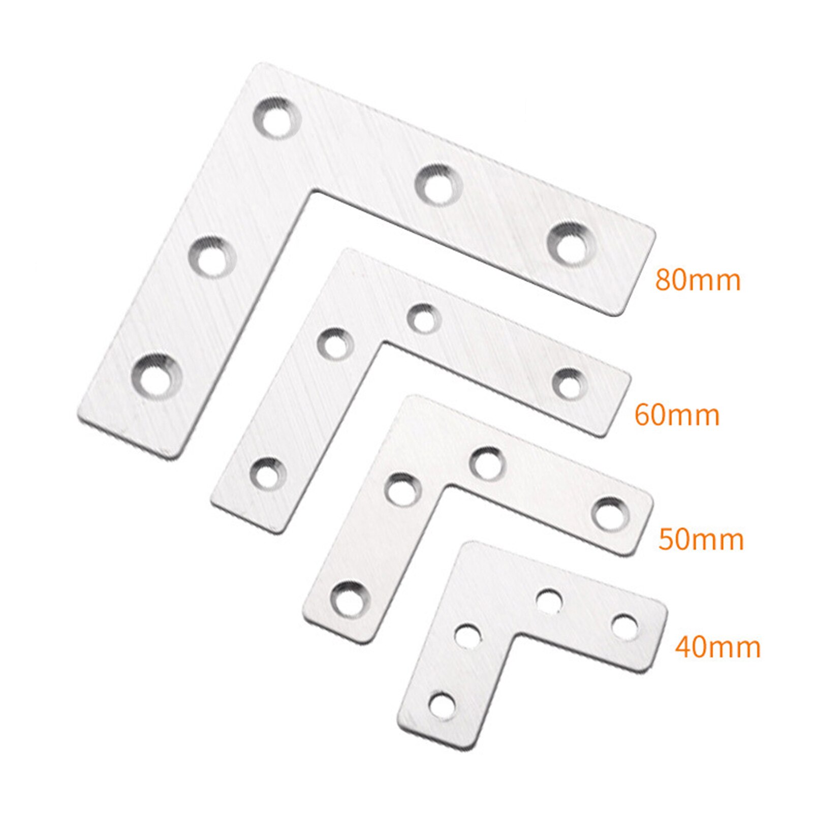 5Pcs Stainless Steel L-shaped Flat Bracket 40/50/60/80mm L Shape Board Support Corner Bracket Furniture Fittings Connectors