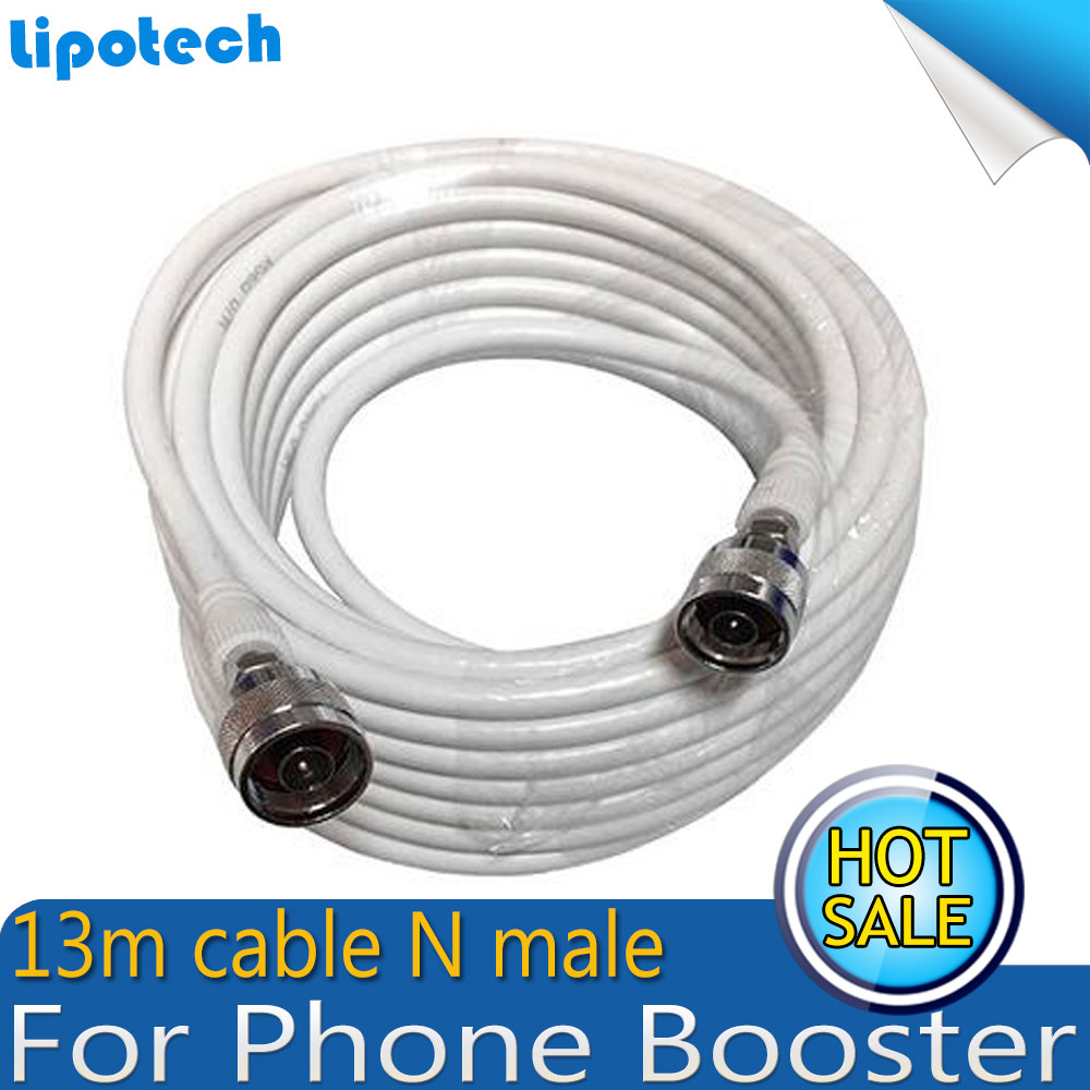 N mannelijke RG6 Coaxiale Kabel wit 13 meter Kabels voor Aansluiten Signaal Repeater Booster en Indoor Outdoor Antennes Kabels