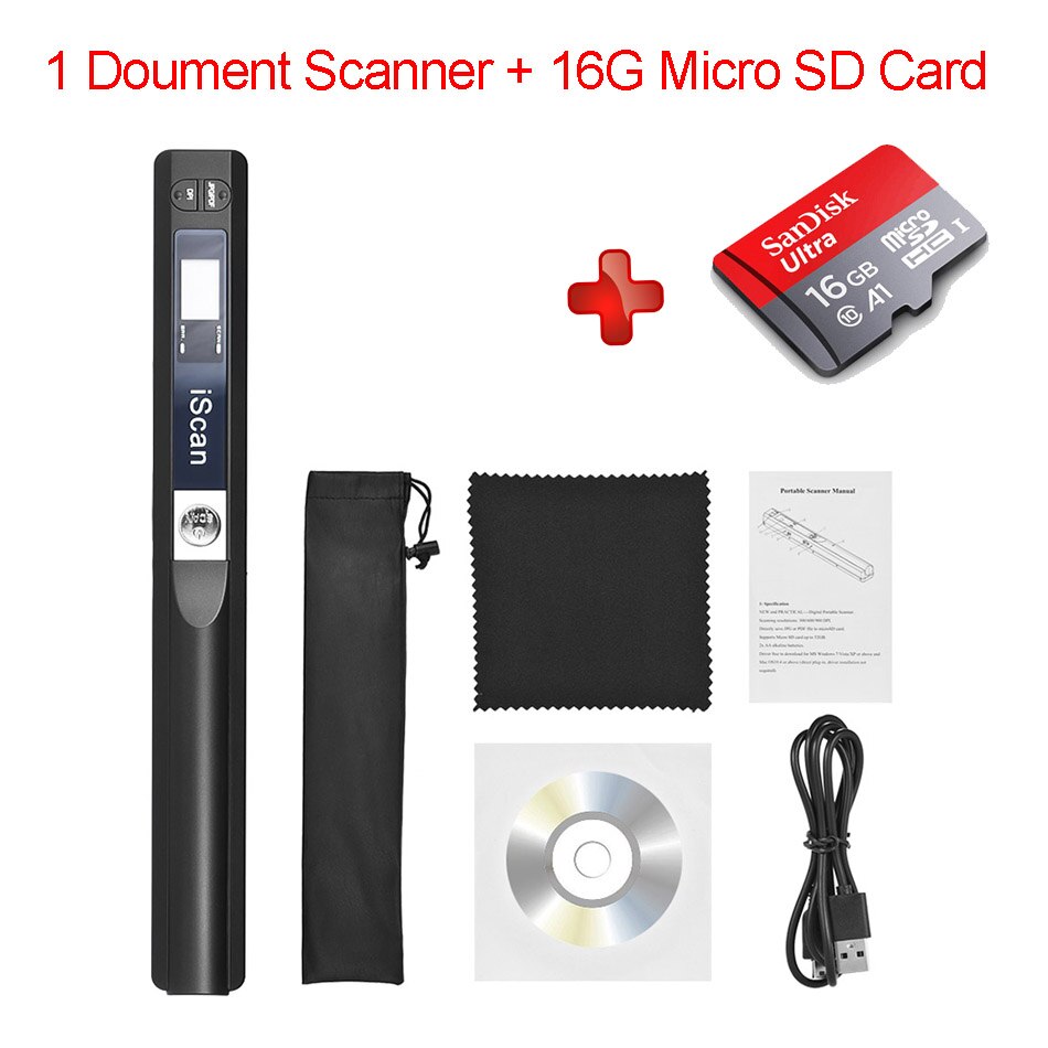 IScan Mini Portable 900DPI USB handheld Document A4 Boek Scanner JPG/PDF-Formaat Document A4 Afbeelding Iscan Scanner met LCD Display: Scanner and TF Card