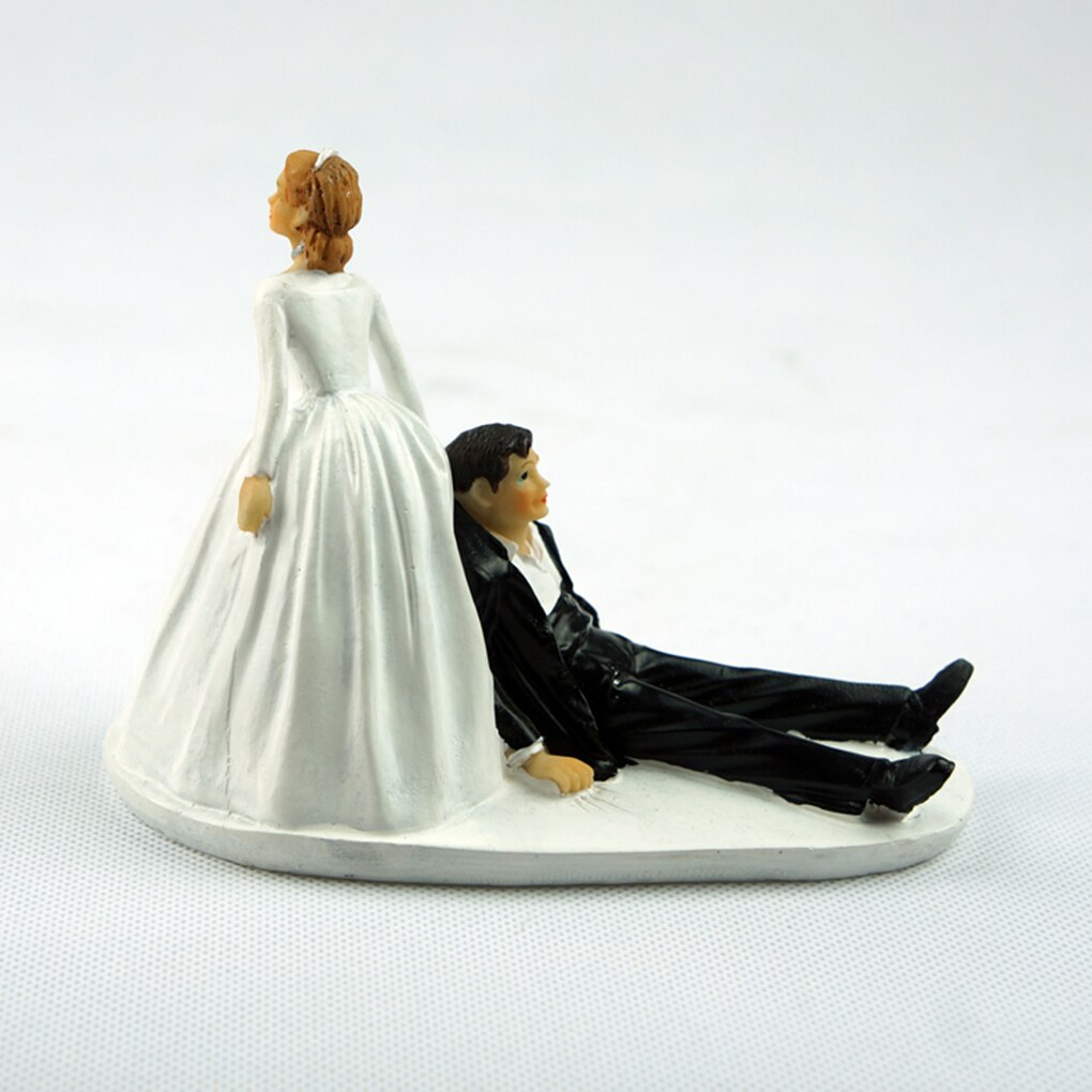 Reusable Romantic Black Groom Bride Marry Resin Figurine Wedding Cake Topper Wedding Decoration Baking Decor Tools: NO8