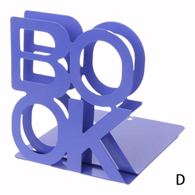 1pair Bookend School Metal Stand Metal Letter Bookends Metal Bezel Stationery Alphabet Book Holder Office Supplies Ends Off: D