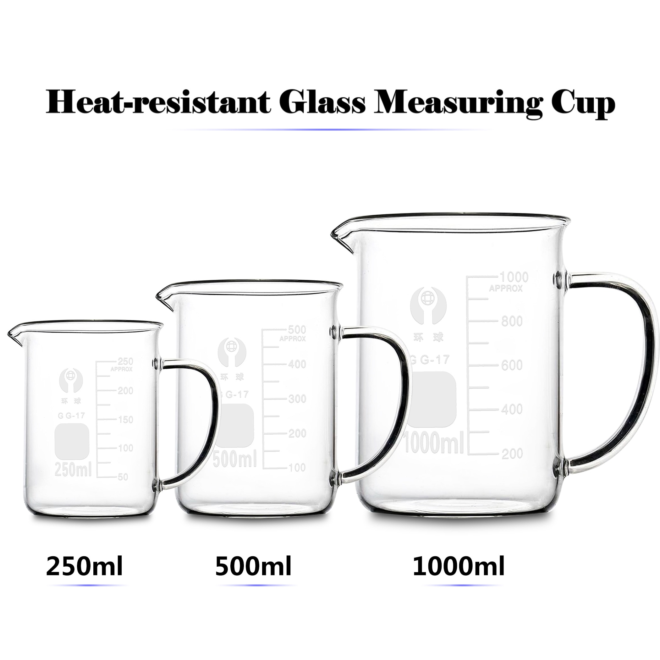 Sortes bécher en verre résistant à la chaleur gradué tasse à mesurer cruche échelle récipient de cuisson Pour la cuisson liquide verser le laboratoire de bec verseur