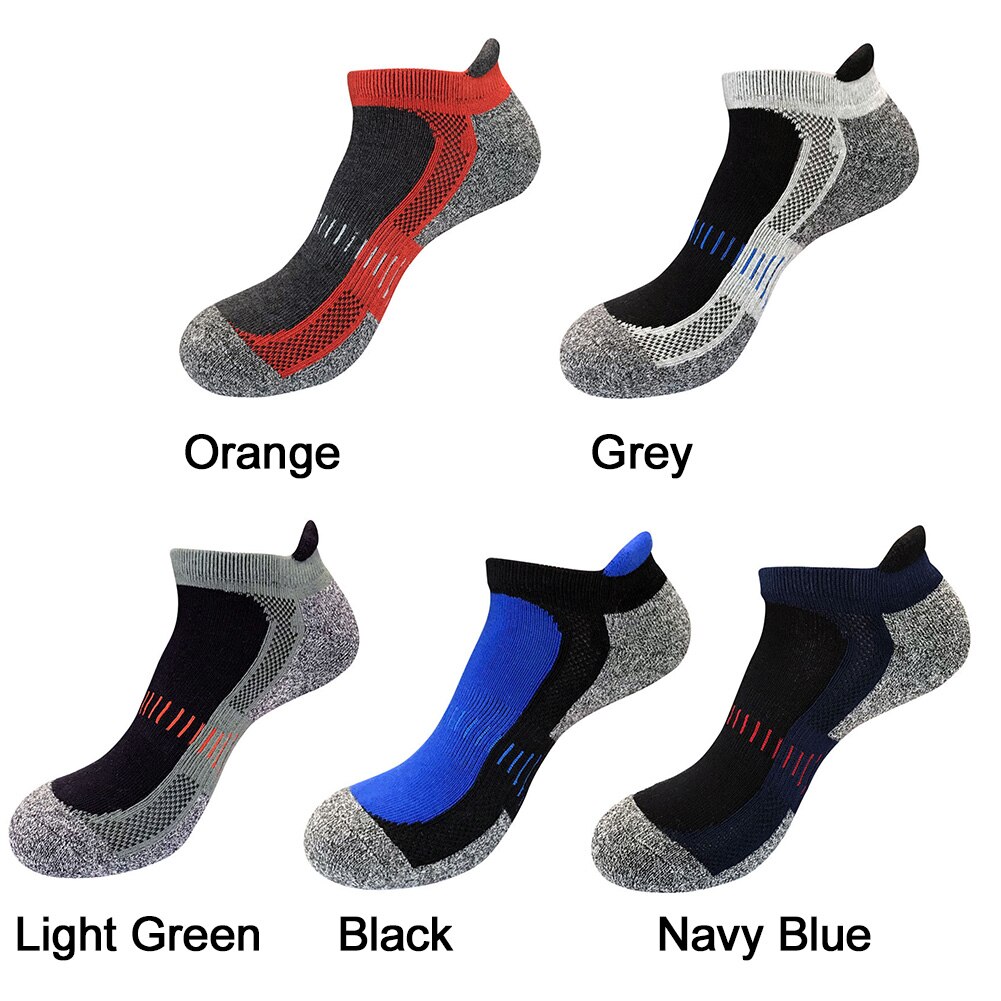 Men 5pairs Trekking Walking Ankle Athletic Socks Cotton Blend Non Slip Ergonomic Soft Running Elastic Outdoor Sports Breathable