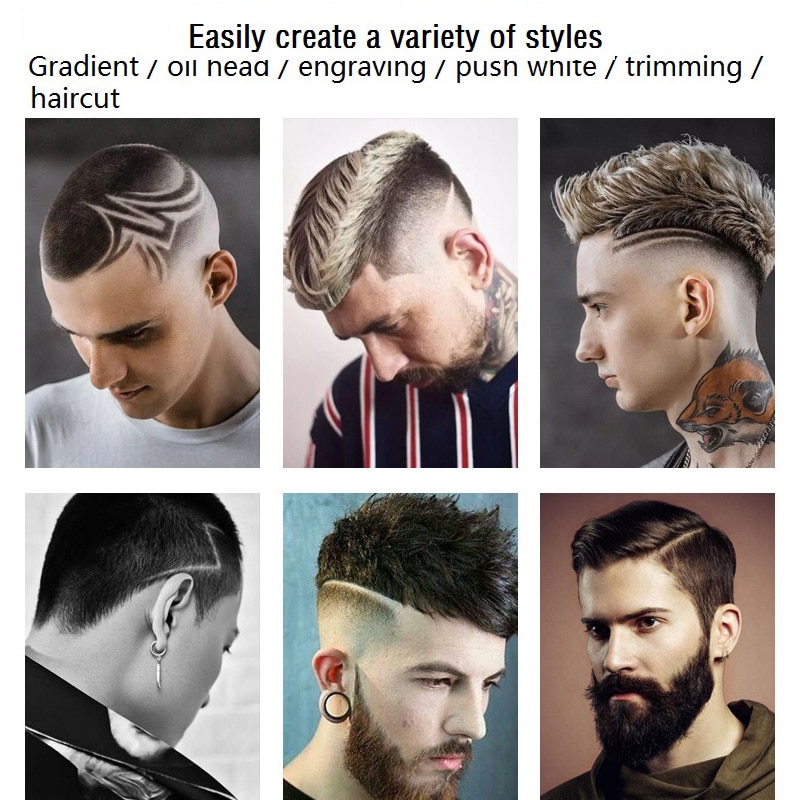 Kemei elektrisk hårklipper alt metal genopladeligt hår trimmer hårklippning barberkrop mænd skære maskine