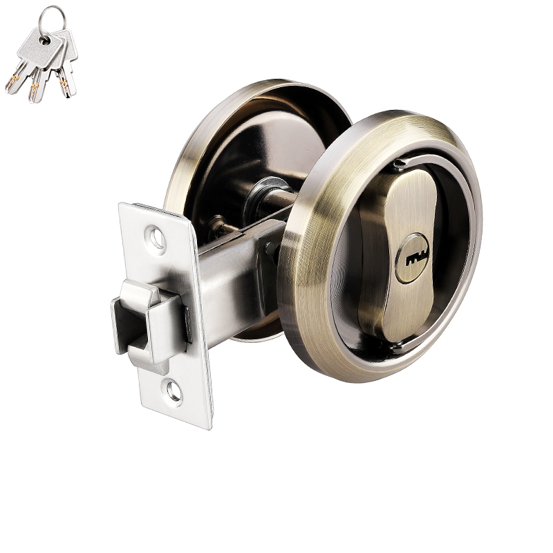 Stainless Steel Double-Sided Pull Ring Lock With Key Sliding Door Lock Invisible Door Lock Multiple Types Available: WHITE