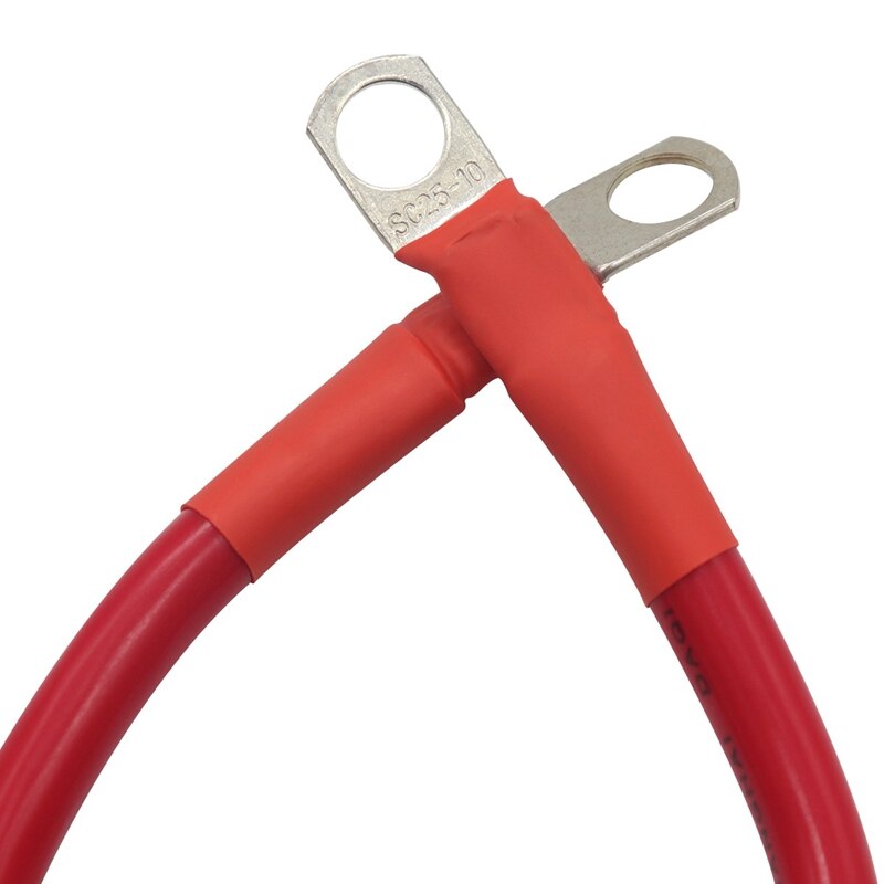 Cable de batería de 1 pie 4 AWG con terminales de anillo de 3/8 pulgadas Universal para coche, barco marino, ATV, cortacésped