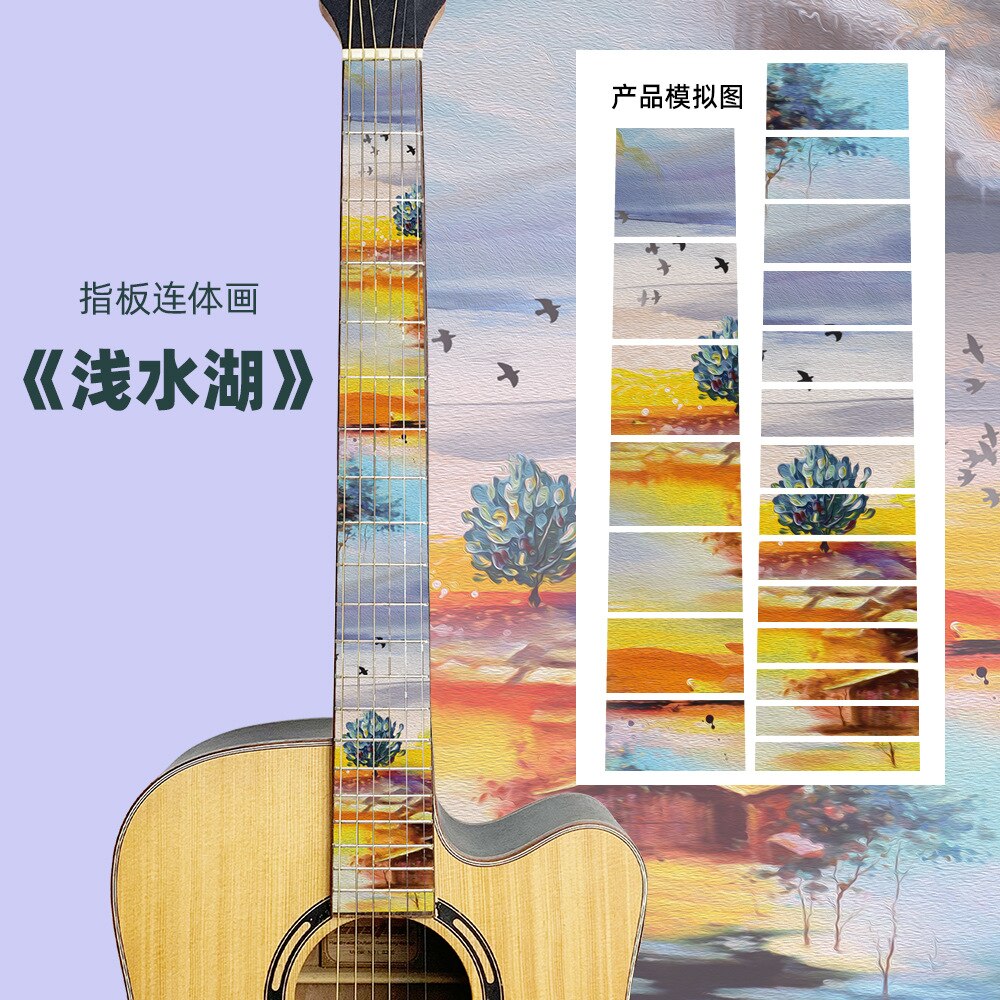 Gitaar fretboard stickers inlay glitter sticker gitaarhals kop guitarra bas ukelele dunne sticker guitarra accessoires: Stijl 13