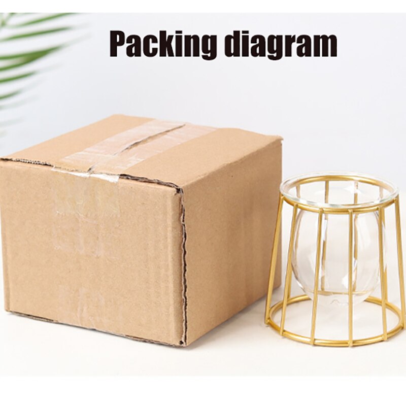 Terrario florero de vidrio dorado nórdico, florero de línea de hierro geométrico hidropónico para plantas, soporte de Metal para plantas, decoración moderna para el hogar