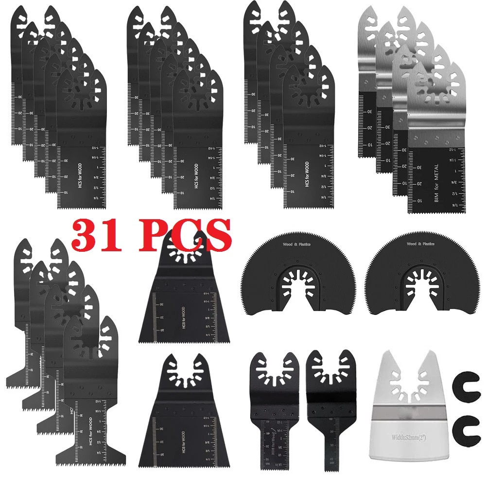 Universal Oscillating Multi Tool Saw Blade Quick Release Dewalt for Renovator Power Tool Wood Cutting 10-121Pcs/Set: 31PCS