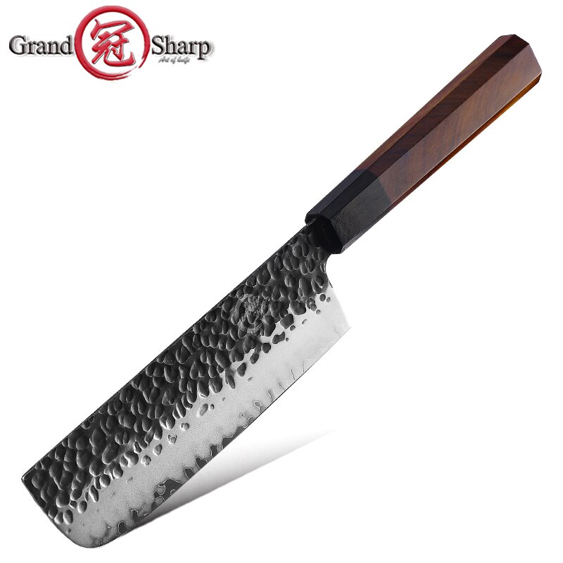 Japanese Chef Knives Set 3 Layers AUS-10 Steel Meat Cleaver Salmon Fish Filleting Santoku Knife GRANDSHARP: nakiri knife