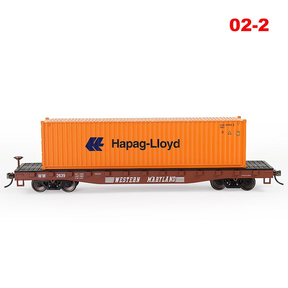 C8741 Model Railway Layout HO Scale 1:87 52ft Flat Car with 40&#39; 20&#39; Container Oil Tanks Lot: 02-2