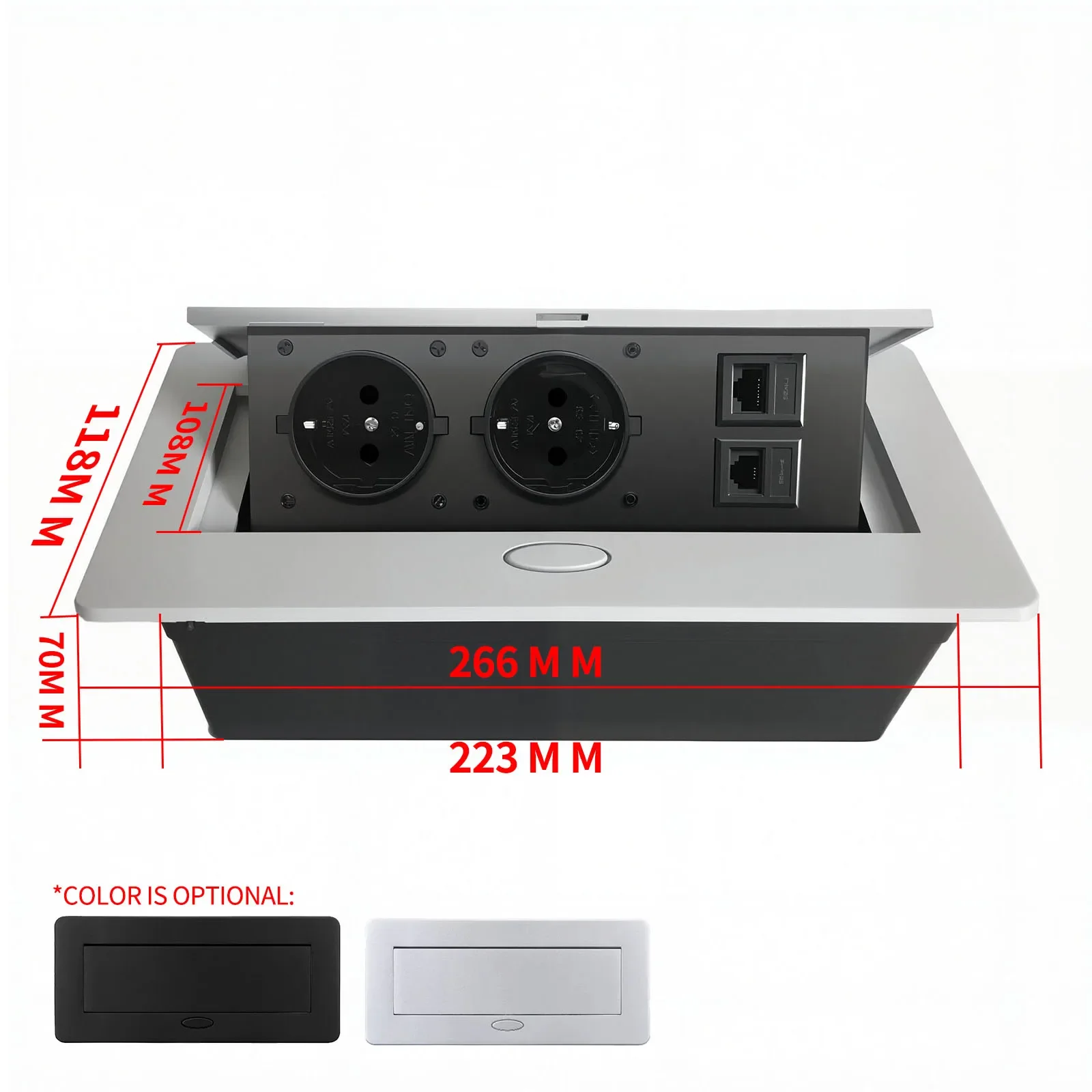 Tomada de Mesa Retrátil - USB-A/USB-C - Carregamento Rápido Tipo C - Estação de Carregamento Multifuncional: Prata / Tomada de parede
