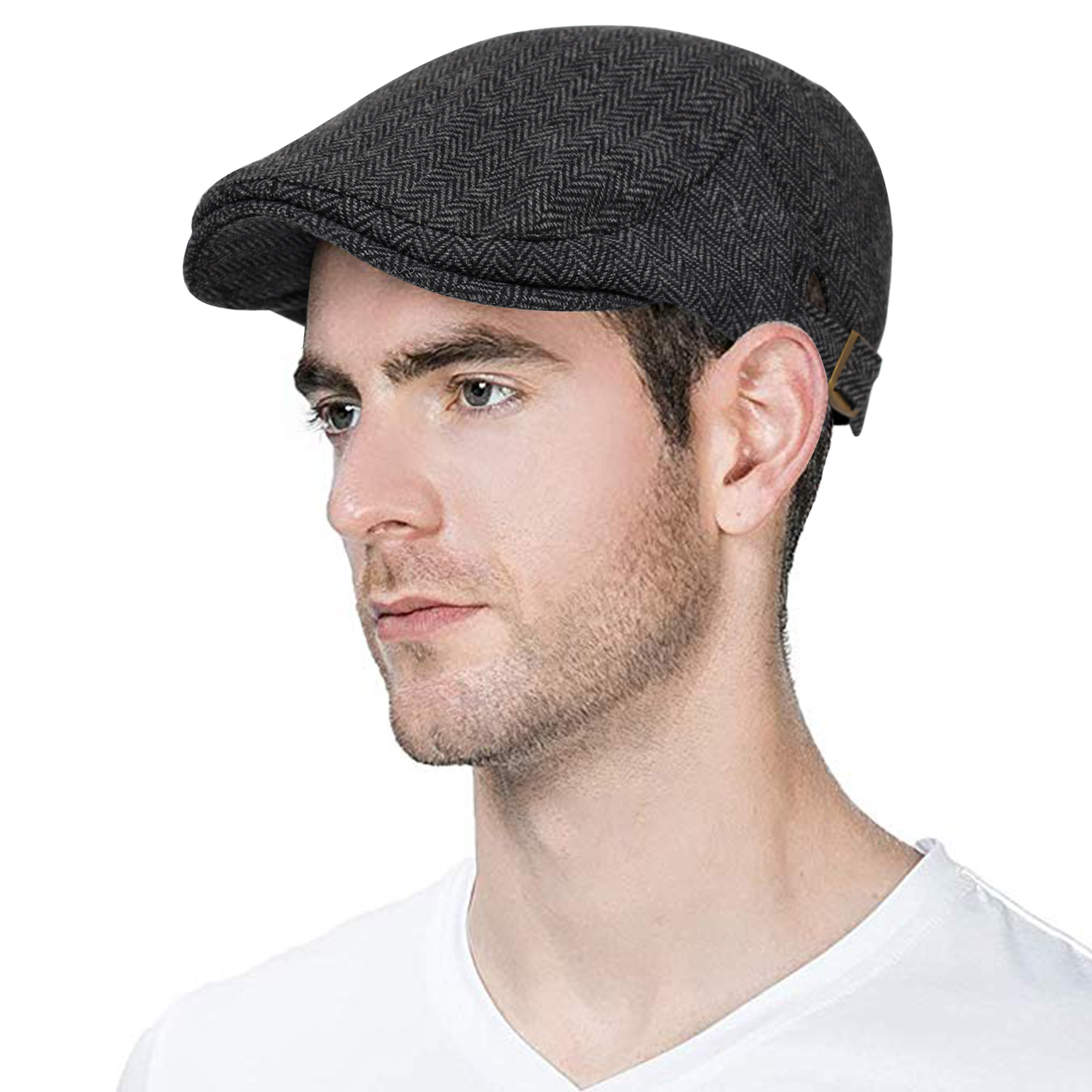 Casquette Newsboy Vintage Noire - Béret à Visière Pour Homme/femme - Taille Réglable 56-58 Cm - Tissu Respirant