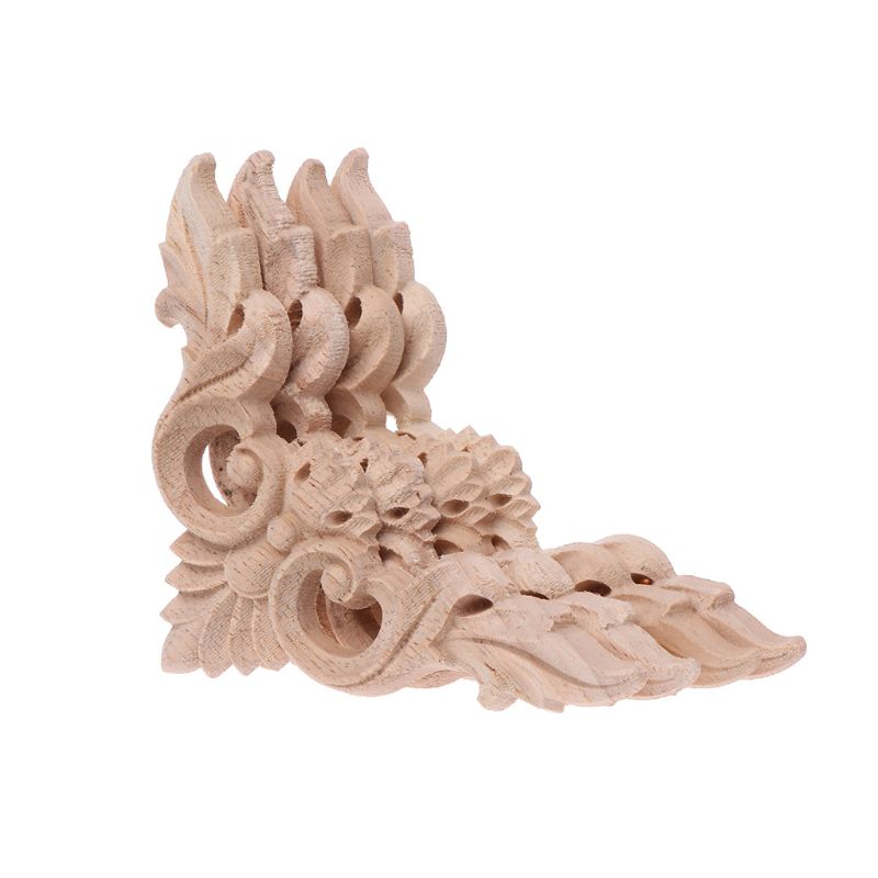 4 kpl/setti puusta veistetty kulma päällekkäin applikoitu maalaamaton runko kaappi kaapin tarra kodin huonekalujen sisustamiseen 12 x 12cm 8 x 8cm: 8 x 8cm
