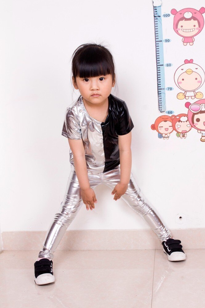 Kids Silver Harem Hip Hop Dance Pants Children's Clothing Sweatpants Performance Costumes Baby sports skinny trousers