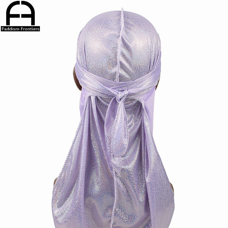 Men's Silky Sparkly Durags Turban Men Durag Shiny Du Rag Bandanas Hat Headwear Headband Hair Accessories Extra Long Tail Du-Rag: Purple