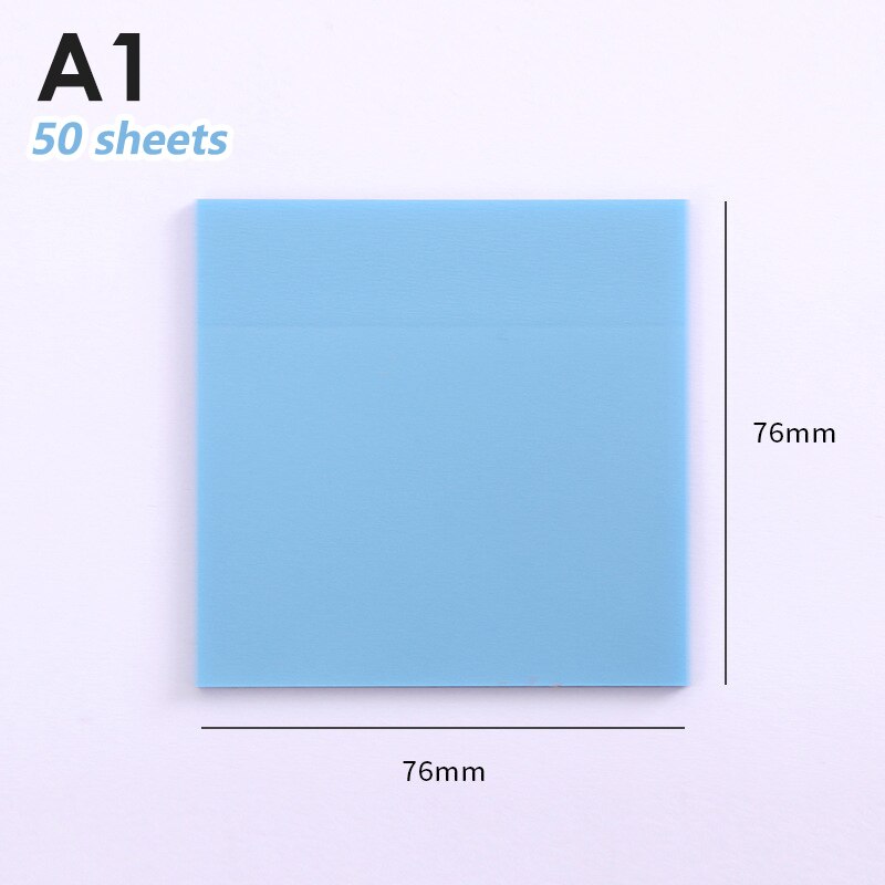 50 Sheets Transparent Sticky Note Pads Waterproof Adhesive Memo Notepad School Office Supplies Stationery: A1