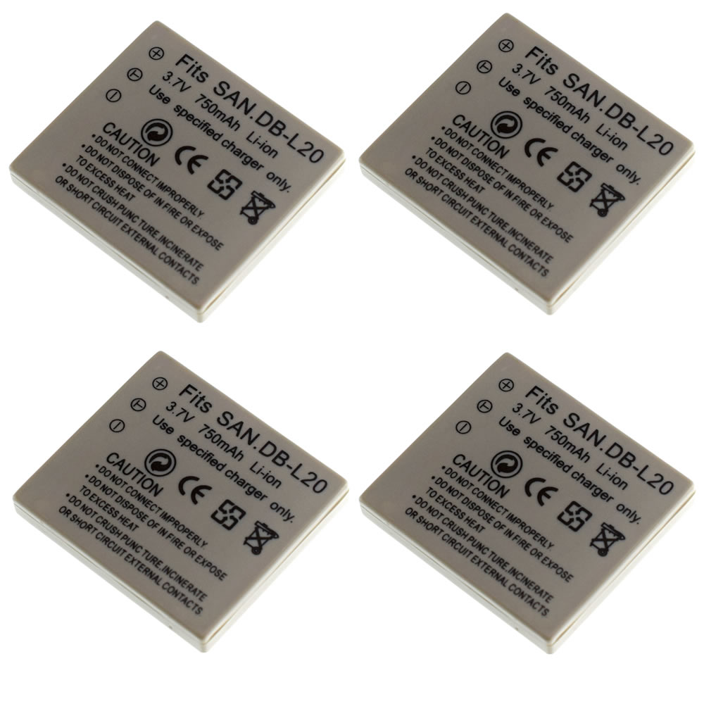 4x Batterij DB-L20 L20A L20AU Voor Sanyo Xacti Digitale Camera 'S Camcorders Vpc CA6OR CA65 CA8 CA9 CG6 CG9 CG65 E1 e2 E6