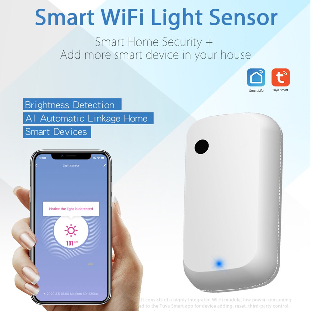 APP Wireless Control Sensor Smart Linkage WiFi Light Sensor Lighting Sufficient Enduring Ruggedness Brightness