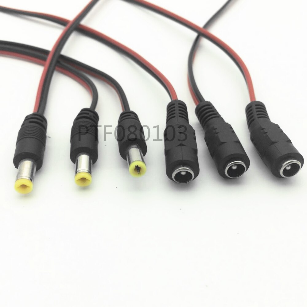 5pcs DC power male female cable 12V Plug DC Adapter cable Plug Connector for CCTV Camera DC plug 5.5*2.1mm 5.5x2.1: male and female