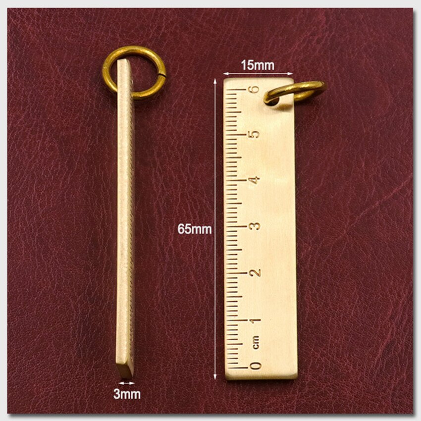 6cm Small Brass Ruler Retro Thick Metal Straight Ruler Measuring Tool Key Pendant Drawing Ruler for Woodworking Crafts DIY