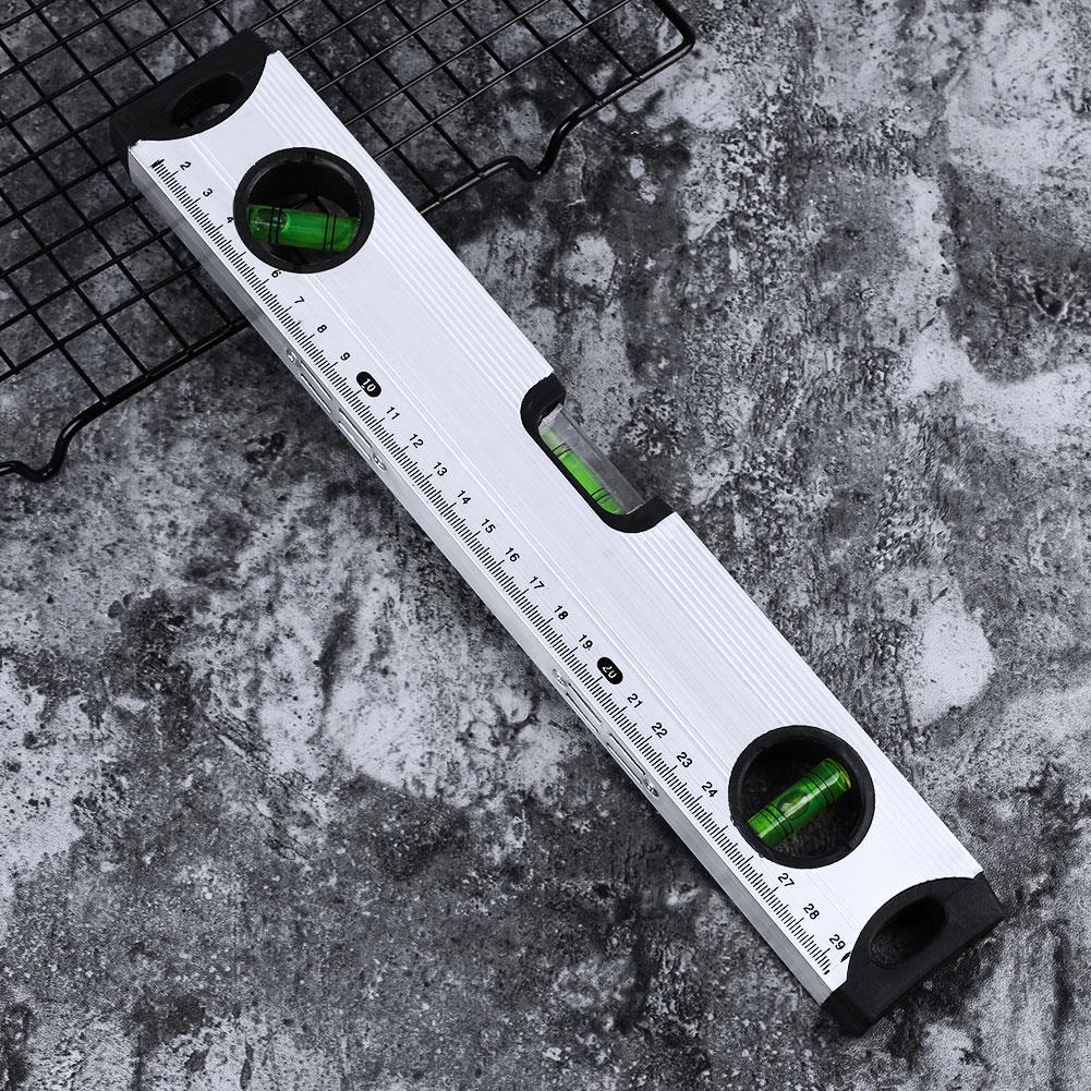 Horizontal Ruler Aluminum Alloy Silver Significant Moment Student Measure Angle Gauge Measuring Ruler Spirit Level 300mm Tool