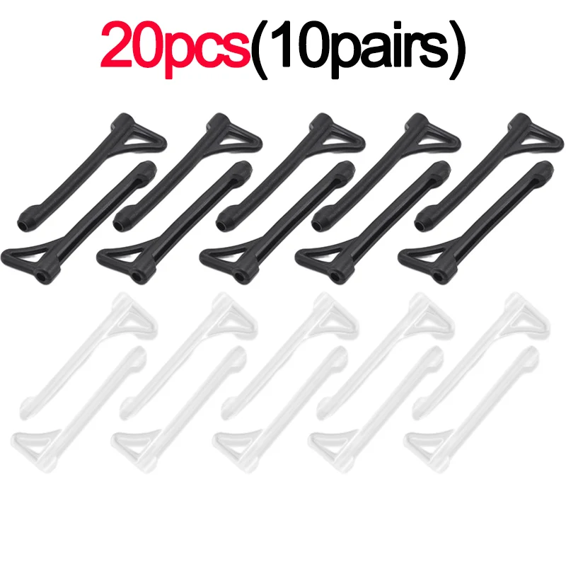 Crochet d'oreille antidérapant en Silicone, 2/20 pièces, poignée pour lunettes, bouchon de jambe, accessoires de fixation, pointe de tempe, support pour lunettes: GRIS