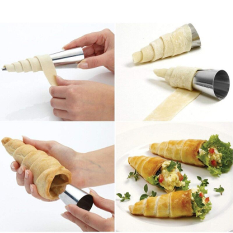 Roestvrij Staal Diy Bakken Kegels Hoorn Pastry Roll Cakevorm Spiraal Gebakken Croissants Buizen Cookie Dessert Keuken Bakken Tool