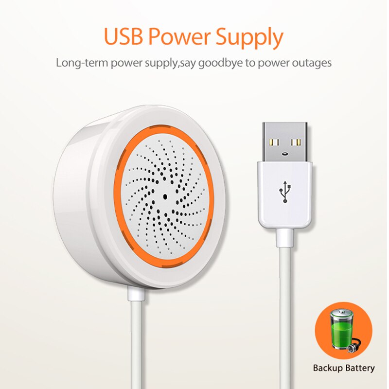 Tuya Smart ZigBee3.0 Temperature Humidity Siren Alarm 90dB Sound Light Sensor Battery Built-in 3 in 1 ZigBee Sensor Smart LIfe