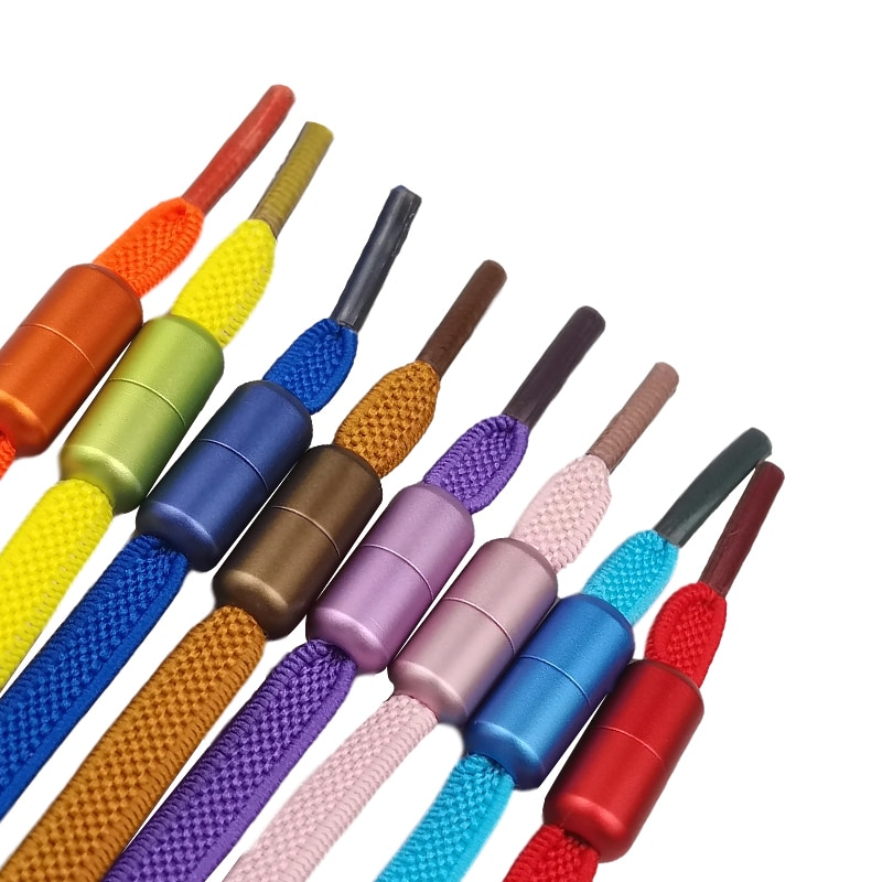 1 paire bonbons couleurs métal serrure lacets élastique chaussure lacets spécial pas de cravate lacet pour hommes femmes multicolore lacet match gratuit