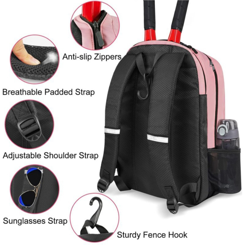 Professioneller Tennis-Rucksack, großes Fassungsvermögen, Sportschläger-Pack für 1–2 Tennisschläger, Outdoor-Badmintontasche mit Schuhfach