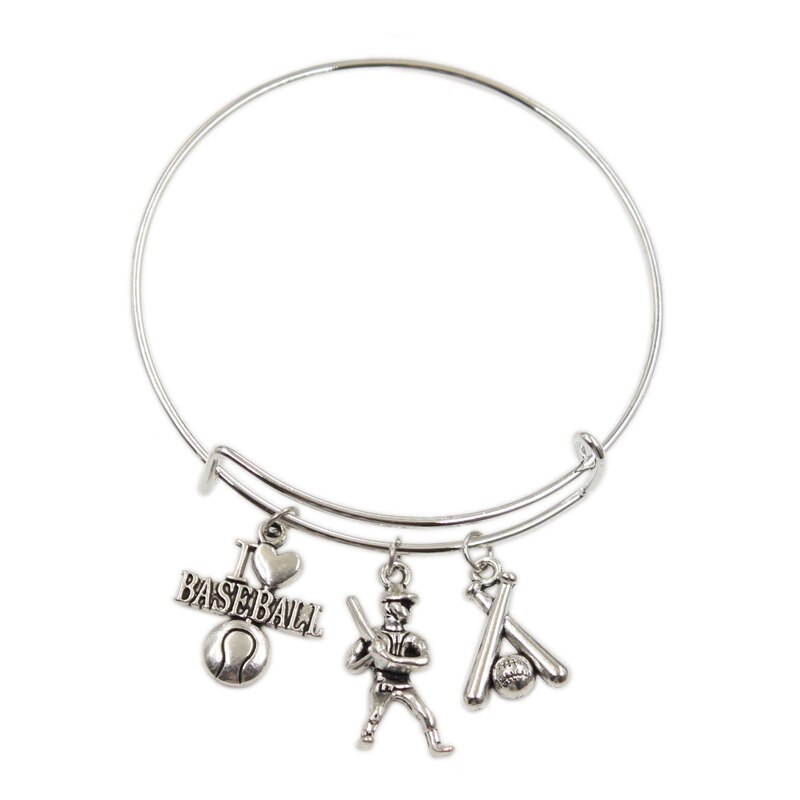 I Love Baseball Bat Baseball Hat Glove Pendant Diy Handmade Charms Men Women Bangles Jewelry Souvenir For: type 4