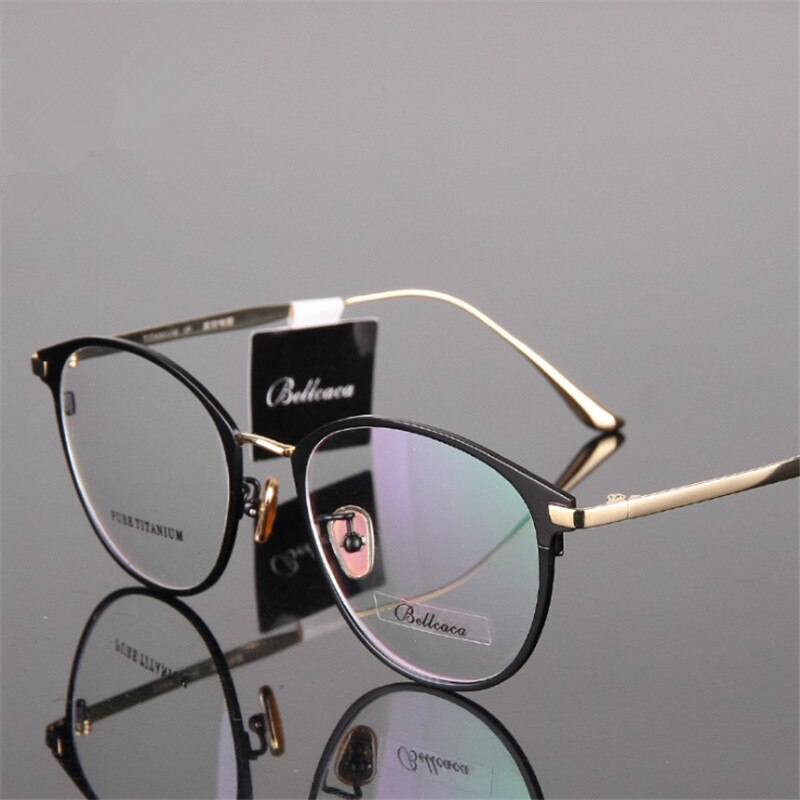 Titanium Bril Ronde Bijziend bril Bril Mannen/Vrouwen Brillen Two-tone Cat Eye Bril 950: Goud