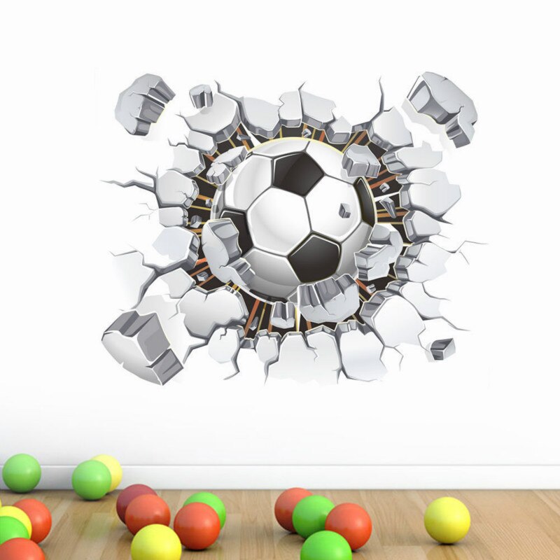 3D Soccer Ball Football Wall Sticker Decal Eco-friendly Vinyl Art Decor Sport Boy Bedroom Living Room Mural