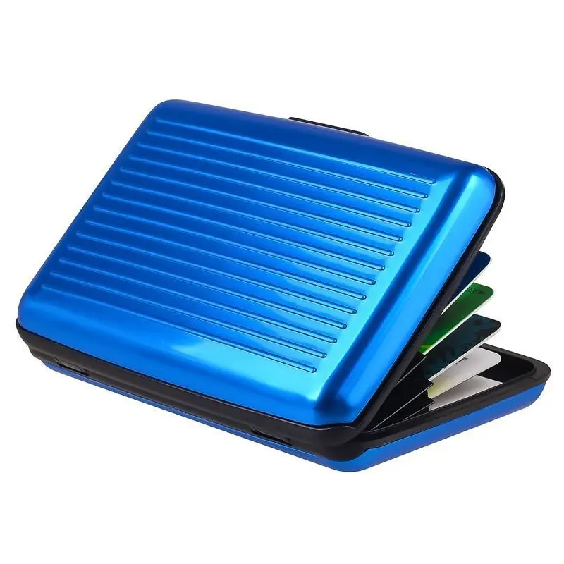 Tarjetero de aluminio para hombre, estuche rígido con bloqueo, billetera, tarjeta de crédito sólida, escaneo Anti-RFID, protección, tarjetero, 1 ud.
